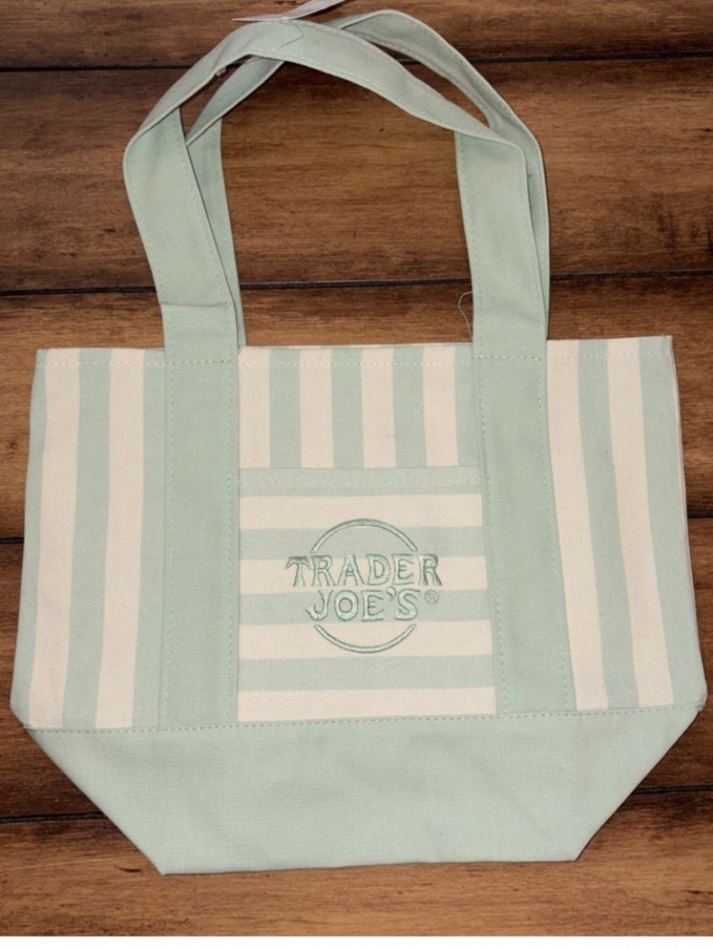 Trader Joe’s Mint Green Striped Canvas Mini Tote Bag Limited Summer 2026 NWT!